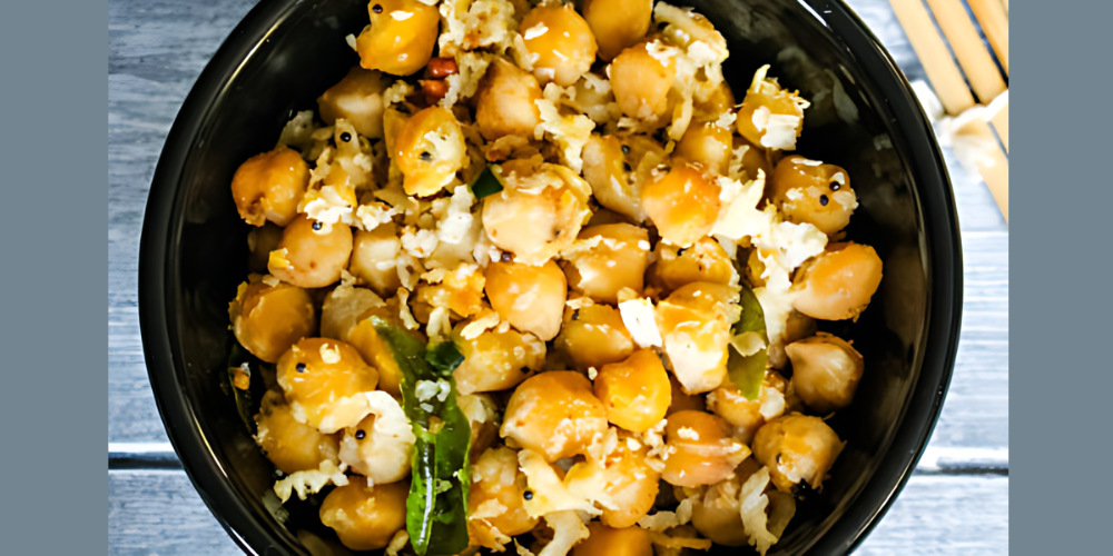 Mango Chickpea Sundal with Ellu Podi