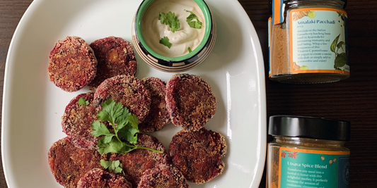 Beet Fritters with Utsava Spice Blend