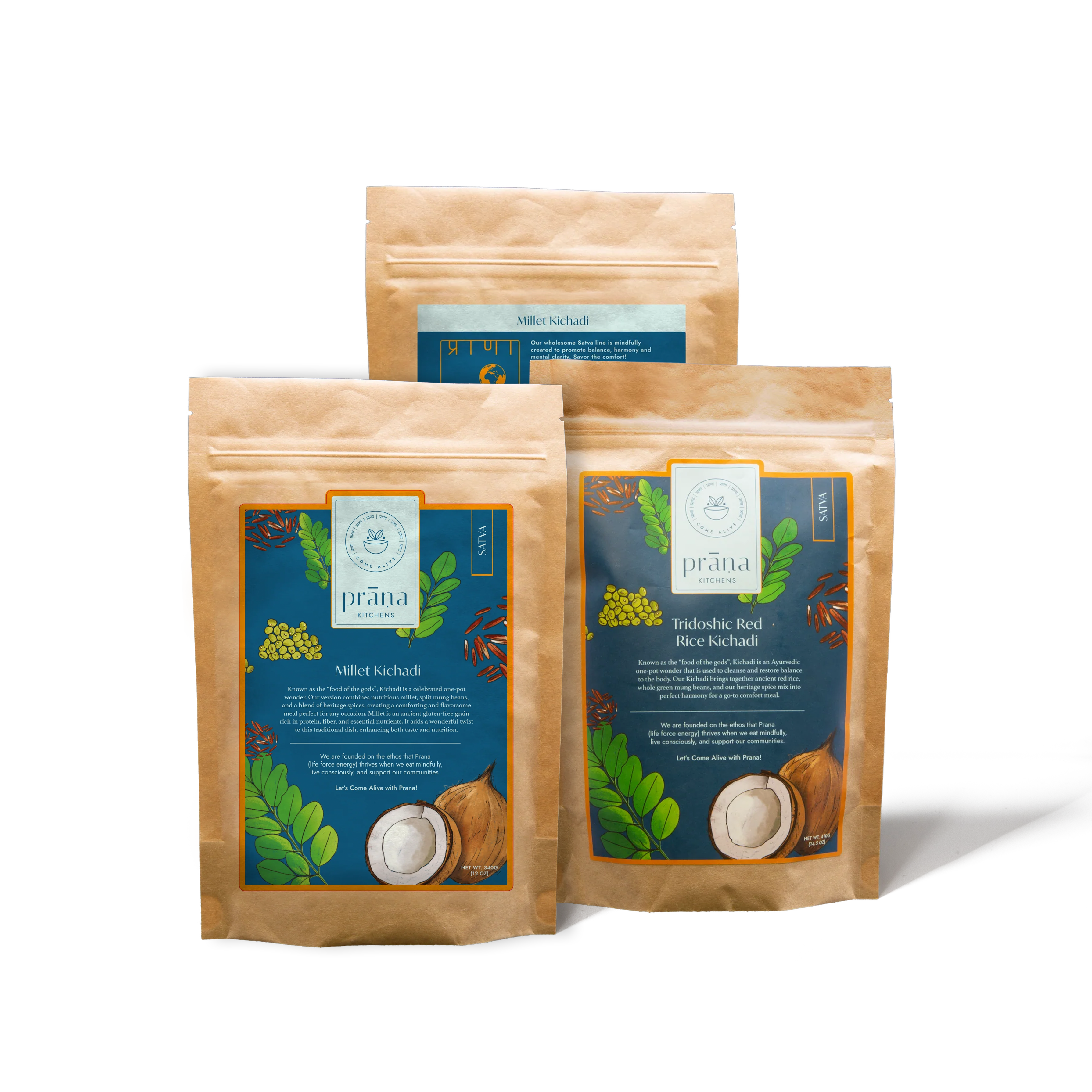 Prana Kitchens Detox Meal Kit featuring Tridoshic Red Rice Kichadi and Millet Kichadi