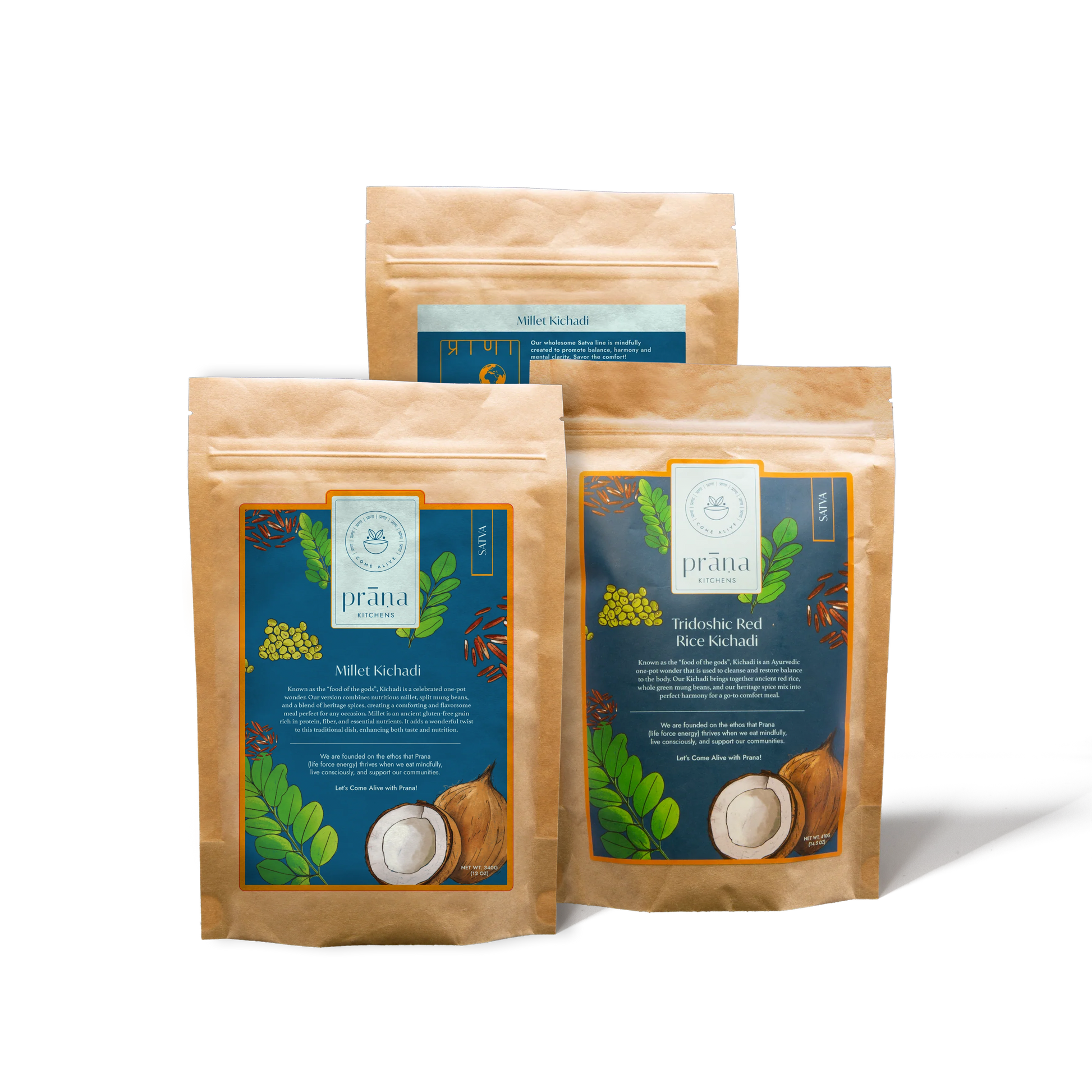 Prana Kitchens Detox Meal Kit featuring Tridoshic Red Rice Kichadi and Millet Kichadi